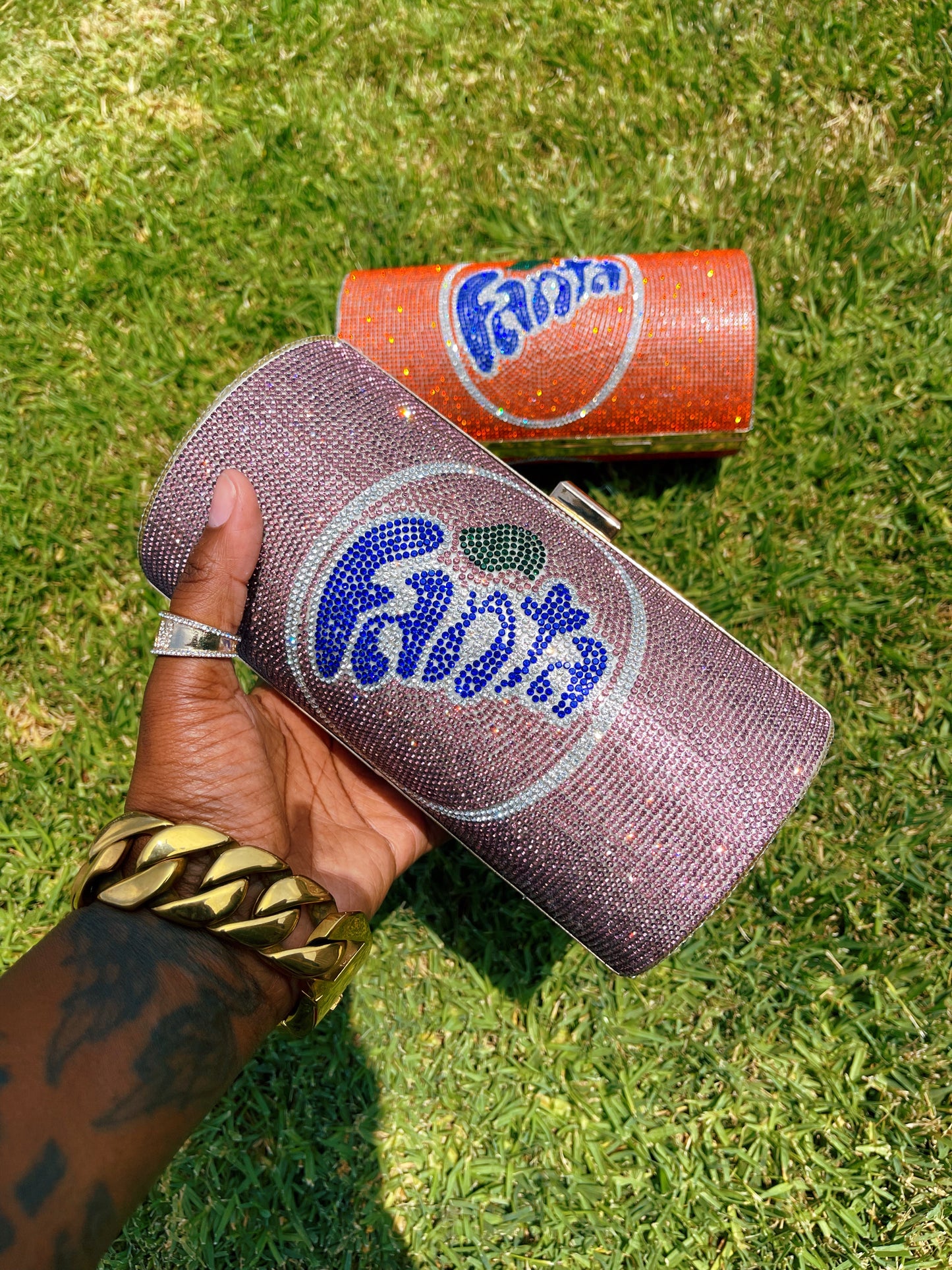 Fanta Rhinestone Clutch Bag